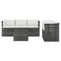 Thumbnail for 6-tlg. Garten-Sofagarnitur aus Paletten mit Kissen Kiefernholz