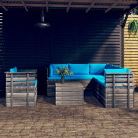 Thumbnail for 7-tlg. Garten-Sofagarnitur aus Paletten mit Kissen Kiefernholz
