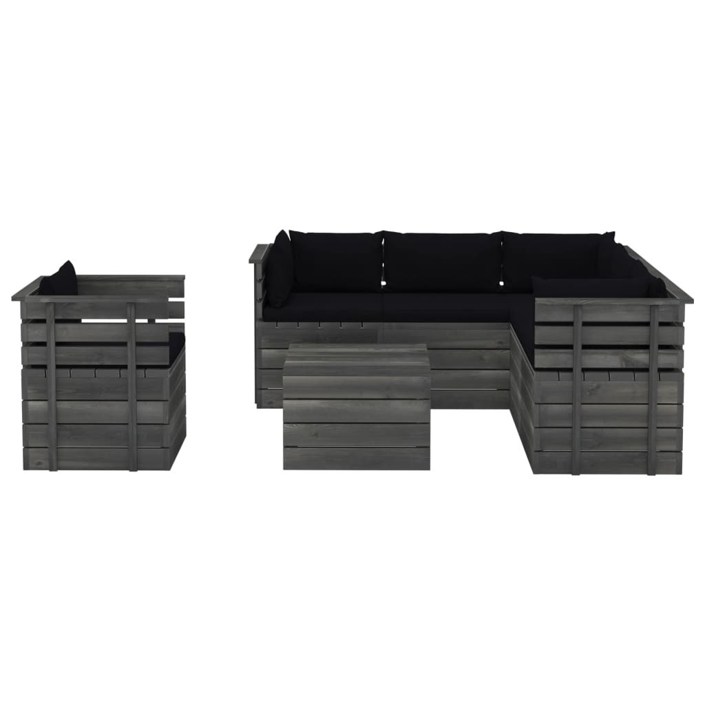 7-tlg. Garten-Sofagarnitur aus Paletten mit Kissen Kiefernholz