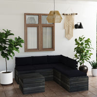 Thumbnail for 6-tlg. Garten-Sofagarnitur aus Paletten mit Kissen Kiefernholz