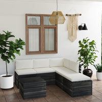 Thumbnail for 6-tlg. Garten-Sofagarnitur aus Paletten mit Kissen Kiefernholz