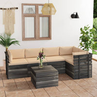 Thumbnail for 6-tlg. Garten-Sofagarnitur aus Paletten mit Kissen Kiefernholz