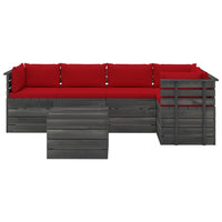 Thumbnail for 6-tlg. Garten-Sofagarnitur aus Paletten mit Kissen Kiefernholz