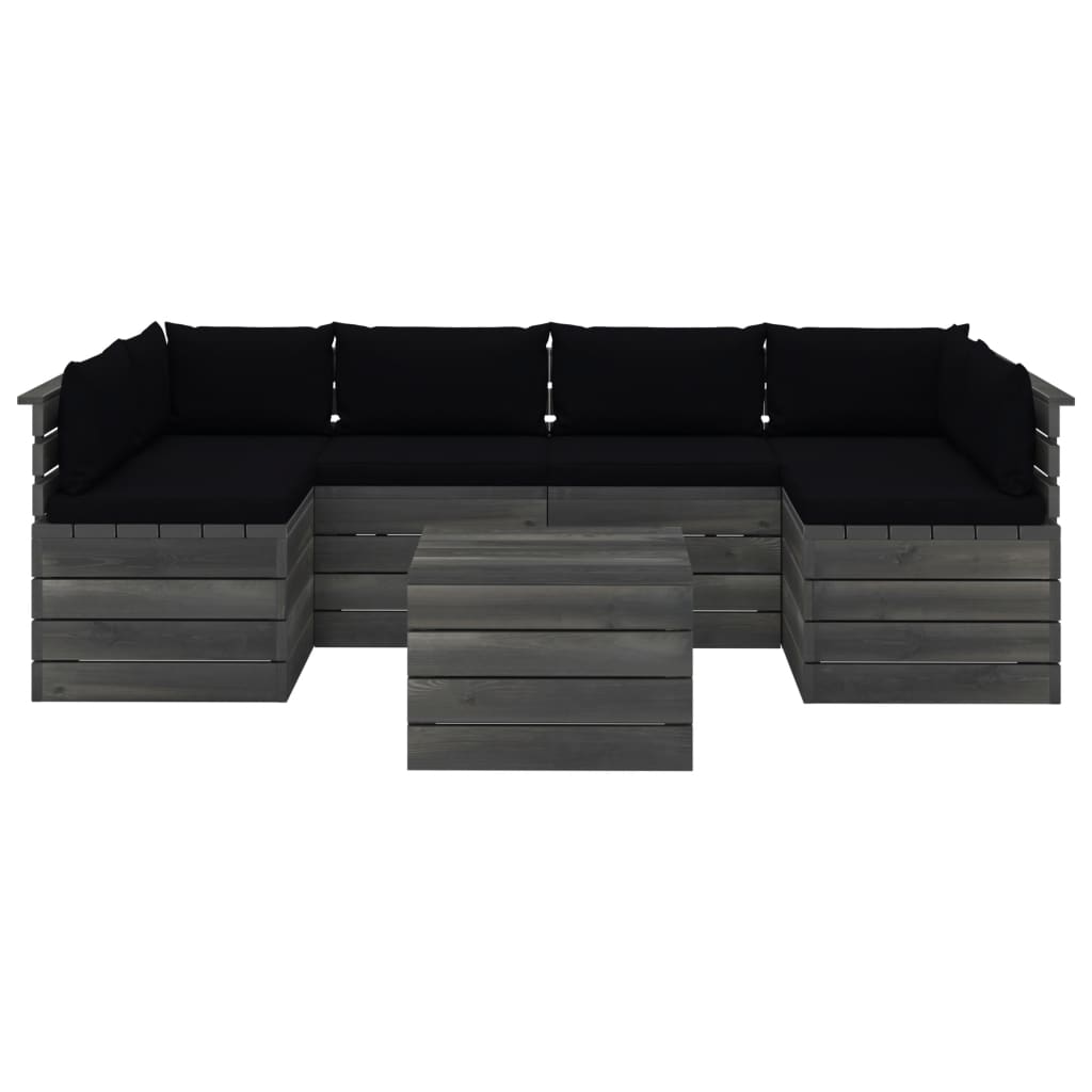 7-tlg. Garten-Sofagarnitur aus Paletten mit Kissen Kiefernholz