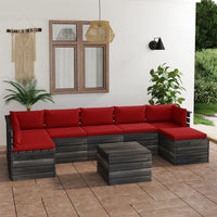 Thumbnail for 8-tlg. Garten-Sofagarnitur aus Paletten mit Kissen Kiefernholz