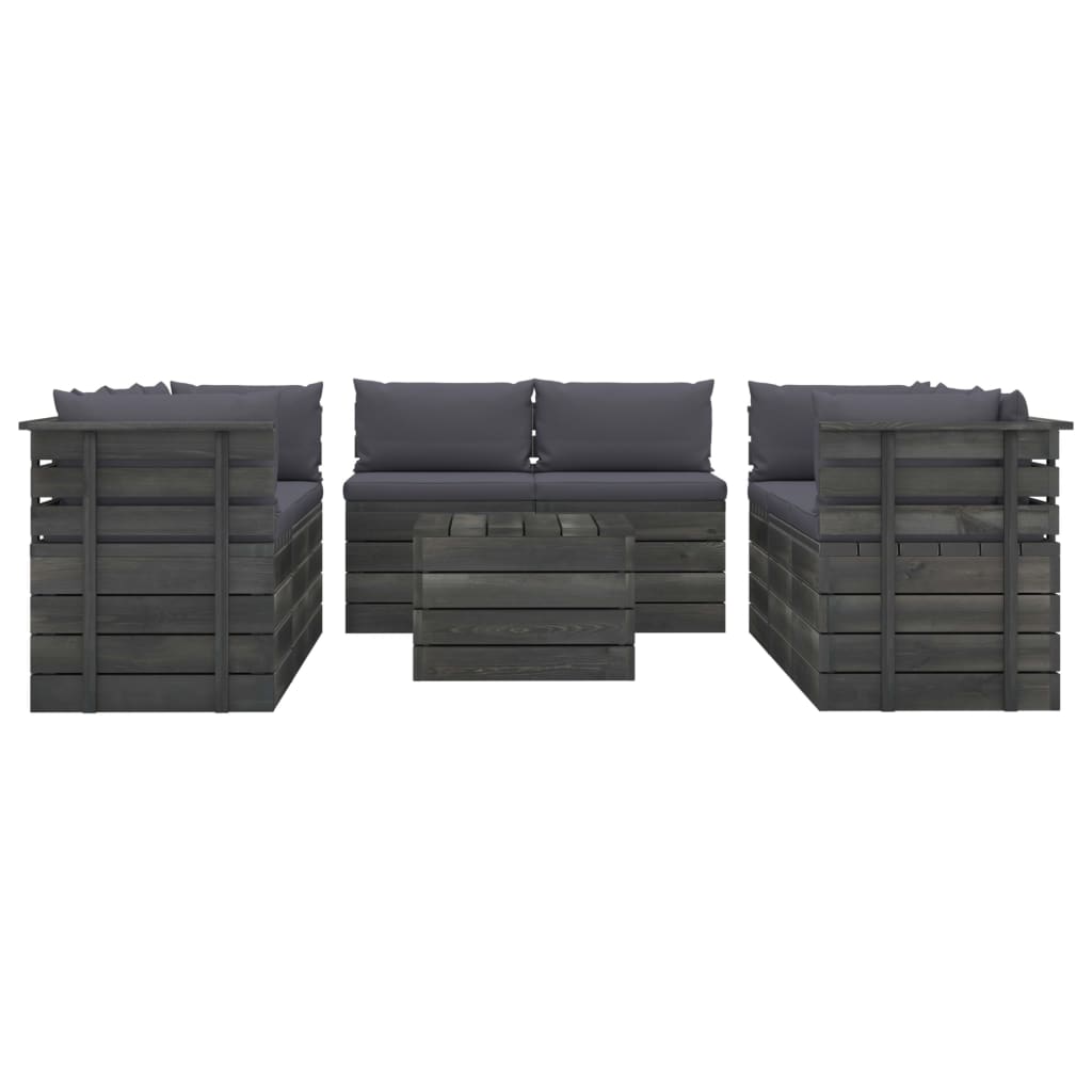 9-tlg. Garten-Sofagarnitur aus Paletten mit Kissen Kiefernholz