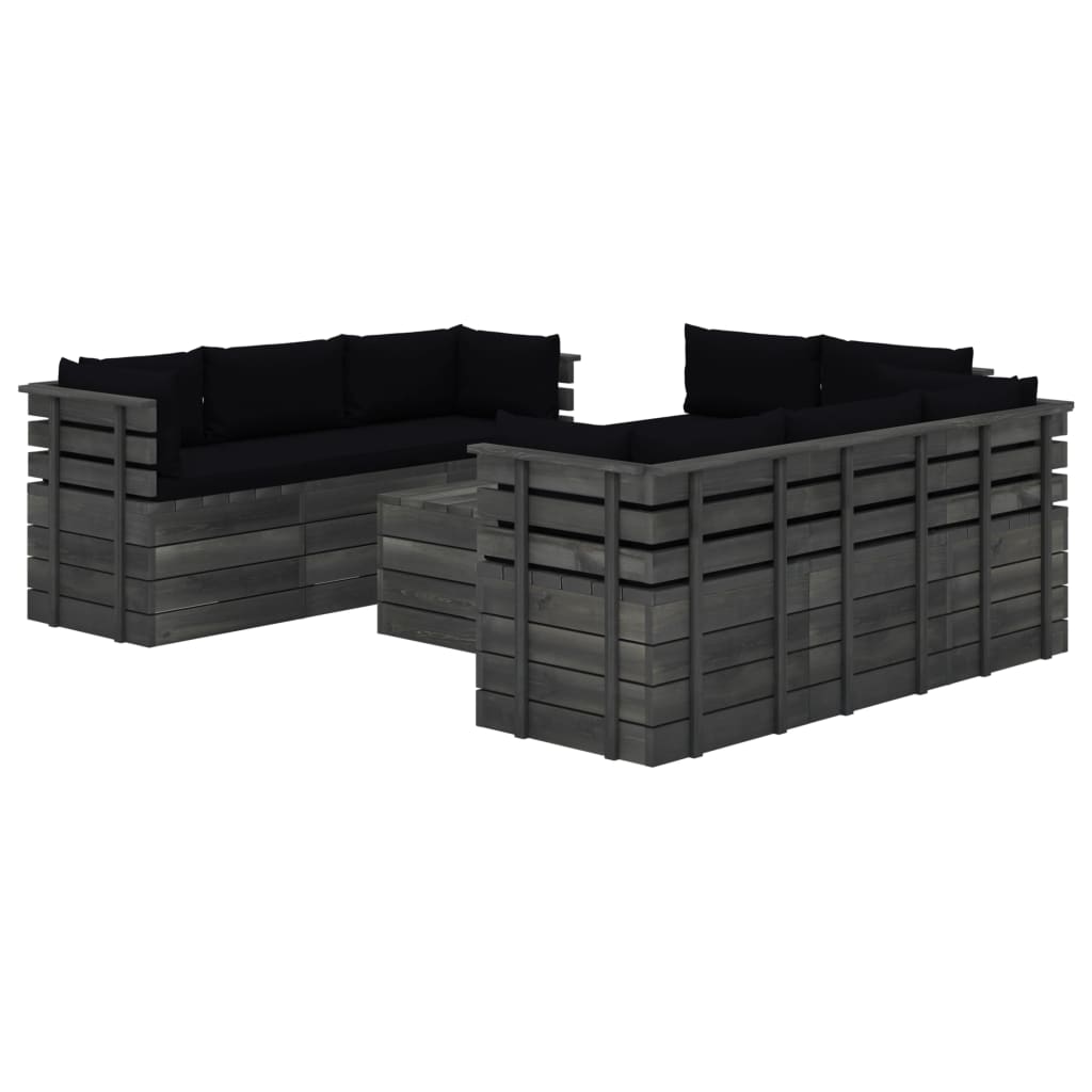 9-tlg. Garten-Sofagarnitur aus Paletten mit Kissen Kiefernholz
