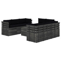 Thumbnail for 9-tlg. Garten-Sofagarnitur aus Paletten mit Kissen Kiefernholz