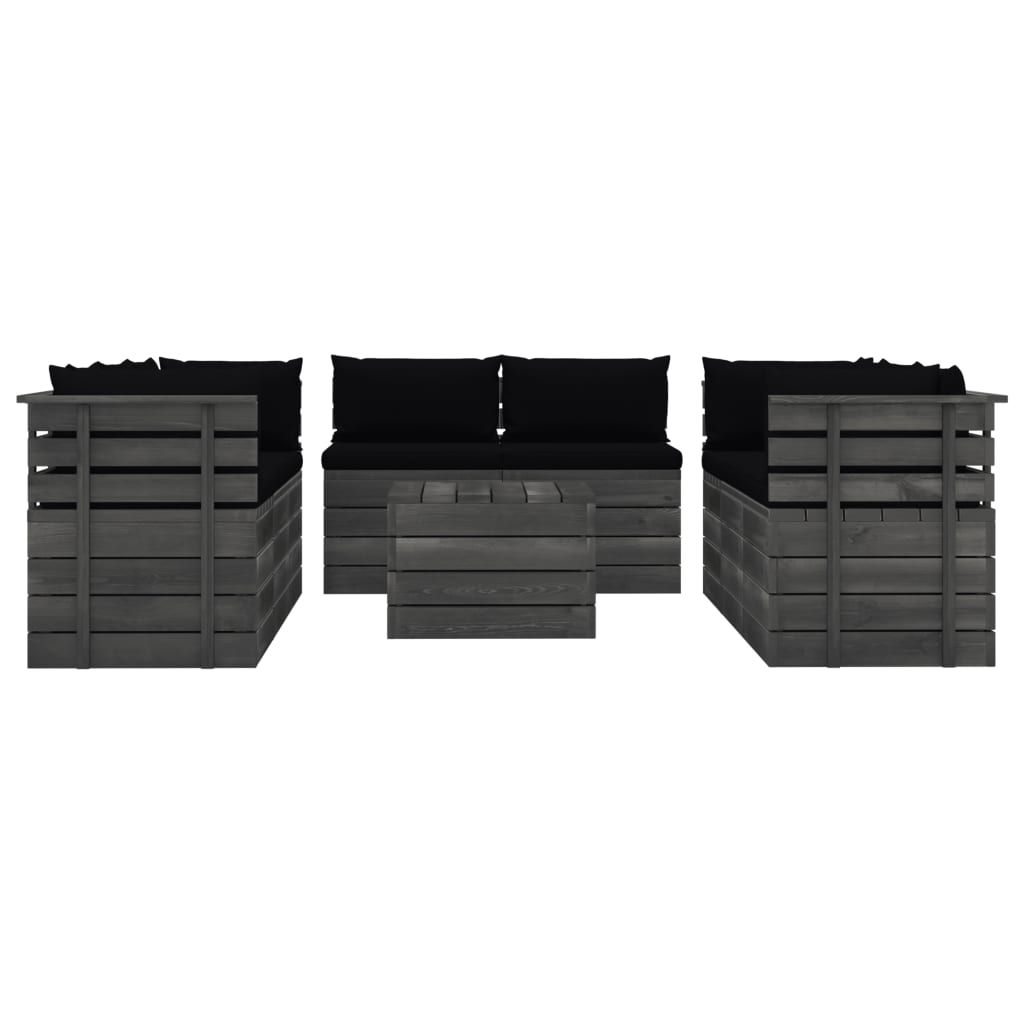 9-tlg. Garten-Sofagarnitur aus Paletten mit Kissen Kiefernholz