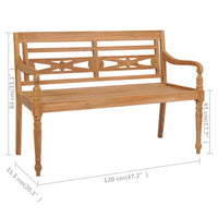 Thumbnail for Batavia-Gartenbank mit Blauem Kissen 120 cm Teak Massivholz
