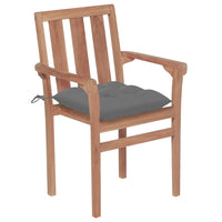 Thumbnail for Gartenstühle 2 Stk. mit Grauen Kissen Massivholz Teak