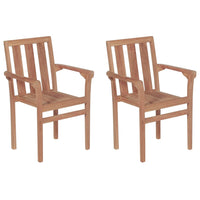 Thumbnail for Gartenstühle 2 Stk. mit Grauen Kissen Massivholz Teak