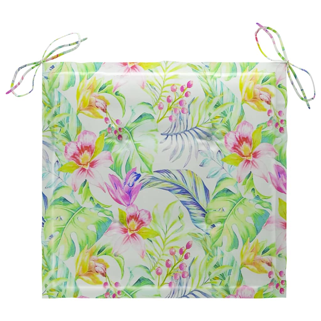 Gartenstühle 2 Stk. mit Blattmuster Kissen Massivholz Teak