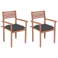 Thumbnail for Gartenstühle 2 Stk. mit Anthrazit Kissen Massivholz Teak
