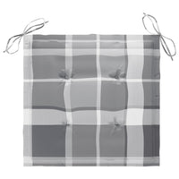 Thumbnail for Gartenstühle 4 Stk. Graue Karomuster-Kissen Massivholz Teak