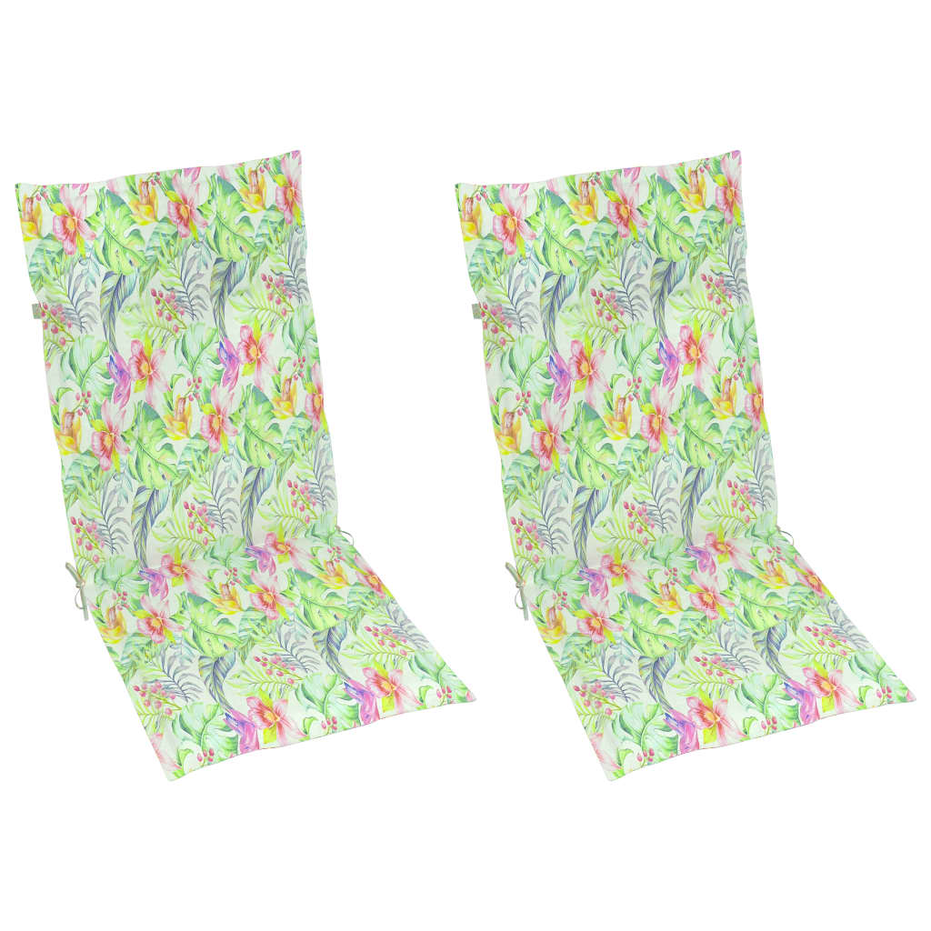 Gartenstühle 2 Stk. mit Blattmuster Kissen Massivholz Teak