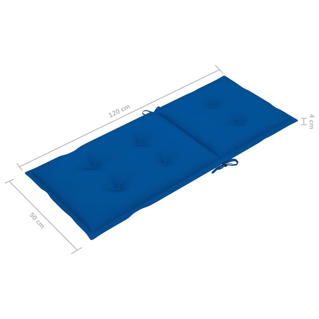 Gartenstühle 2 Stk. mit Königsblauen Auflagen Massivholz Teak