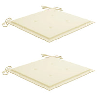 Thumbnail for Gartenstühle 2 Stk. mit Cremeweißen Kissen Teak Massivholz