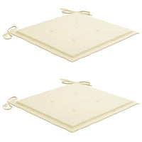 Thumbnail for Gartenstühle 2 Stk. mit Cremen Kissen Teak Massivholz