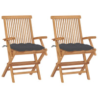 Thumbnail for Gartenstühle mit Anthrazit Kissen 2 Stk. Massivholz Teak