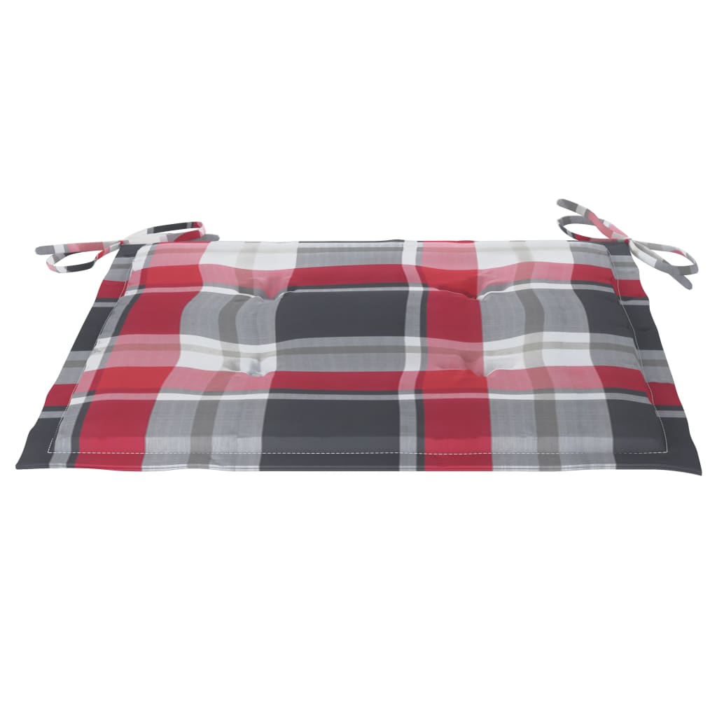 Gartenstühle Rote Karomuster-Kissen 4 Stk. Massivholz Teak