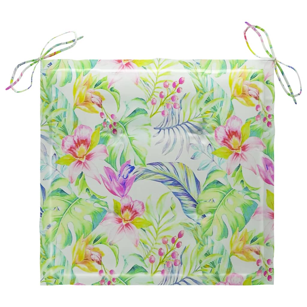 Essstühle 2 Stk. mit Blattmuster-Kissen Massivholz Teak