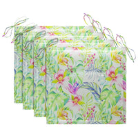 Thumbnail for Essstühle 4 Stk. mit Blattmuster Kissen Massivholz Teak