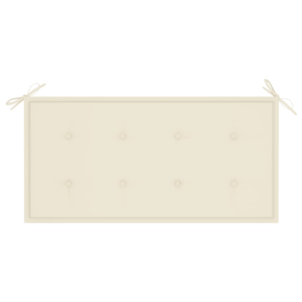 Gartenbank mit Cremeweißer Auflage 112 cm Massivholz Teak