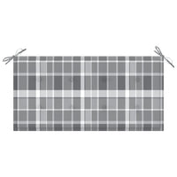 Thumbnail for Gartenbank Graue Karomuster-Auflage 112 cm Massivholz Teak