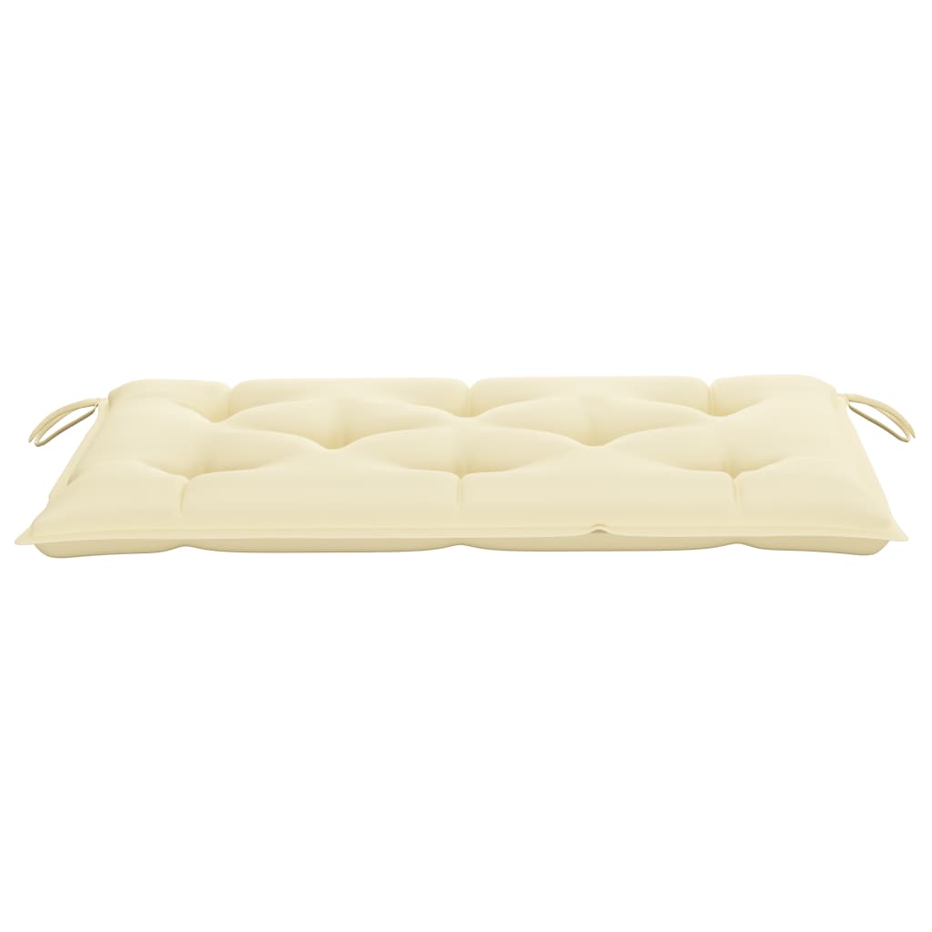 Gartenbank mit Cremeweißer Auflage 112 cm Massivholz Teak