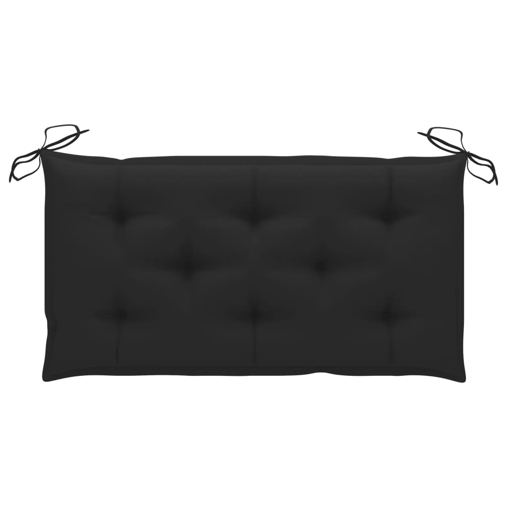 Gartenbank mit Schwarzer Auflage 112 cm Massivholz Teak