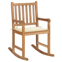 Thumbnail for Schaukelstuhl mit Cremeweißem Kissen Massivholz Teak