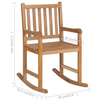 Thumbnail for Schaukelstuhl mit Cremeweißem Kissen Massivholz Teak