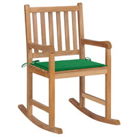 Thumbnail for Schaukelstuhl mit Grünem Kissen Massivholz Teak