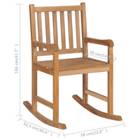 Thumbnail for Schaukelstuhl mit Grünem Kissen Massivholz Teak