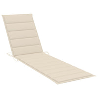 Thumbnail for Sonnenliege mit Auflage Creme Massivholz Teak