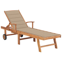 Thumbnail for Sonnenliege mit Auflage Beige Massivholz Teak