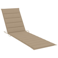 Thumbnail for Sonnenliege mit Auflage Beige Massivholz Teak
