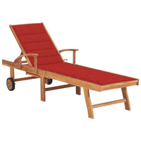 Thumbnail for Sonnenliege mit Auflage Rot Massivholz Teak