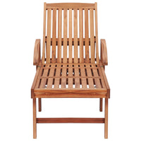 Thumbnail for Sonnenliege mit Auflage Graues Karomuster Massivholz Teak