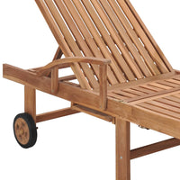 Thumbnail for Sonnenliege mit Auflage Graues Karomuster Massivholz Teak