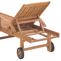 Thumbnail for Sonnenliege mit Auflage Graues Karomuster Massivholz Teak
