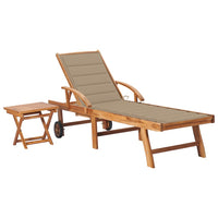 Thumbnail for Sonnenliege mit Tisch und Auflage Massivholz Teak