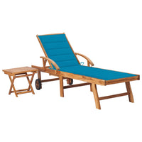 Thumbnail for Sonnenliege mit Tisch und Auflage Massivholz Teak