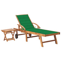 Thumbnail for Sonnenliege mit Tisch und Auflage Massivholz Teak