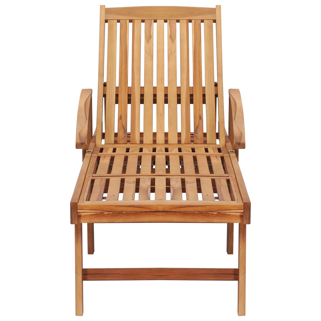 Sonnenliege mit Tisch und Auflage Massivholz Teak