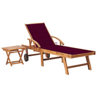 Thumbnail for Sonnenliege mit Tisch und Auflage Massivholz Teak