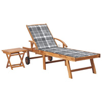 Thumbnail for Sonnenliege mit Tisch und Auflage Massivholz Teak