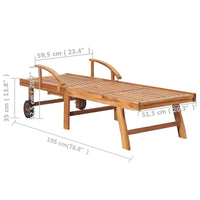 Thumbnail for Sonnenliege mit Tisch und Auflage Massivholz Teak