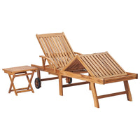 Thumbnail for Sonnenliege mit Tisch und Auflage Massivholz Teak